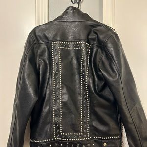 Black beaded leather jacket